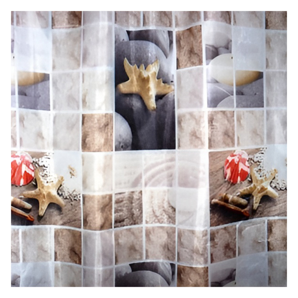 1563-1/6666 Штора 180х180 см полиэстр Камни и Морская звезда 3*1