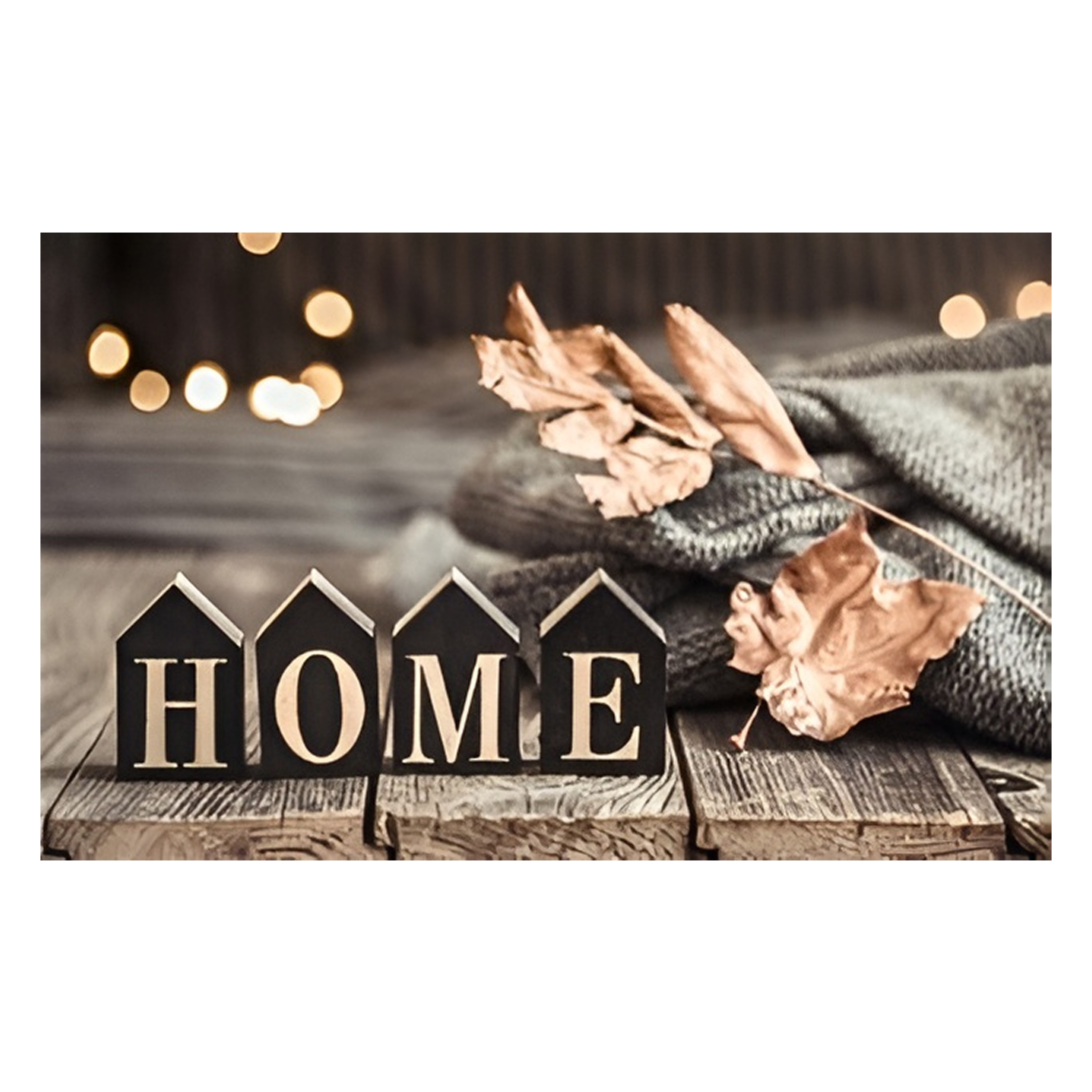 Коврик на ПВХ основе 60х90см "Home с листвой"