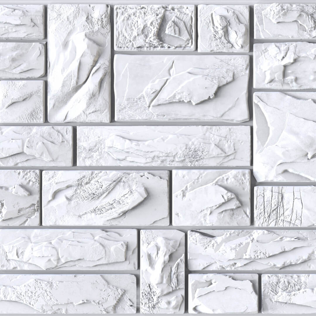 Панель ПВХ 0,4 камень Пиленый настоящий белый