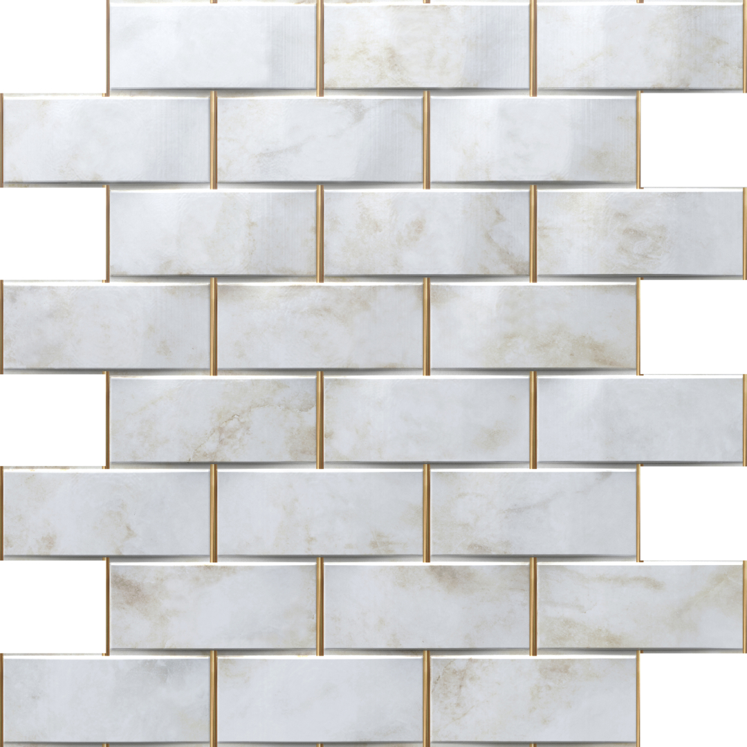 Панель ПВХ 0,3 мозайка на клеевой основе Мрамор Латунь (10шт)