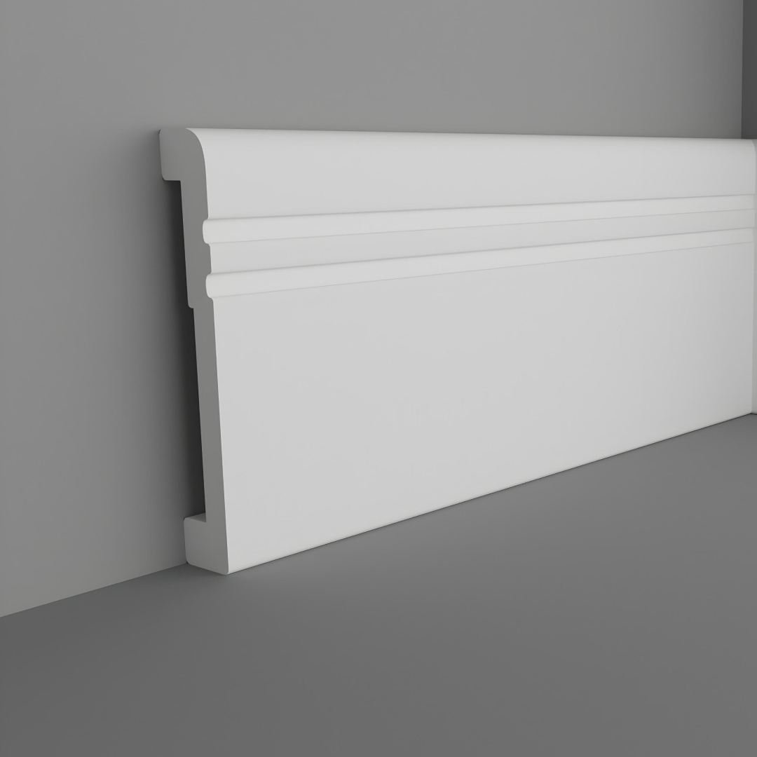 Плинтус напольный DPM Stella Кассио 80 Белый 80х12х2000 мм (упак.30 шт.)