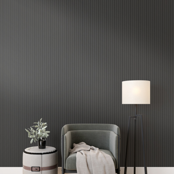 Панель Стеновая Реечная МДФ Stella Wave De Luxe Black Lead 2700x119x16 (4шт.упак.)
