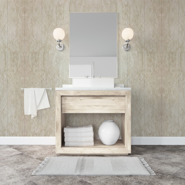 Панель ПВХ Stella Slim 5мм Light Мрамор Ренессанс М-005 2600х250х5 (15шт.упак.)