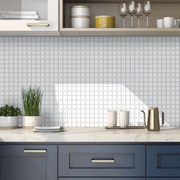 Панель ПВХ 0,3 мозаика Микс белый Панель ПВХ 0,3 мозаика Микс белый