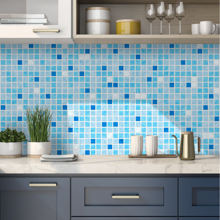 Панель ПВХ 0,3 мозаика Микс голубой