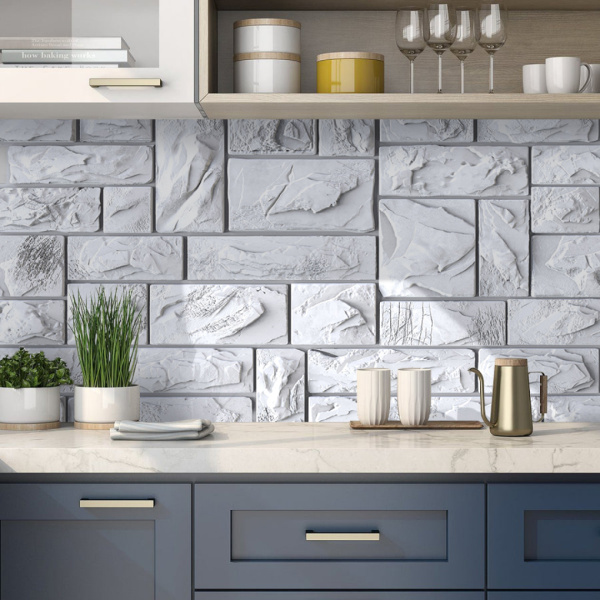 Панель ПВХ 0,4 камень Пиленый настоящий белый Панель ПВХ 0,4 камень Пиленый настоящий белый