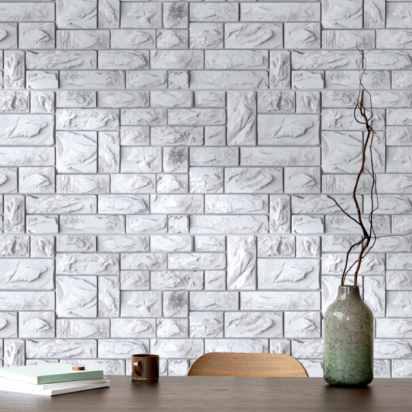 Панель ПВХ 0,4 камень Пиленый настоящий белый Панель ПВХ 0,4 камень Пиленый настоящий белый