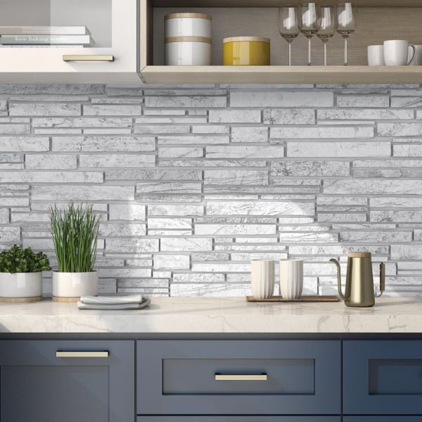 Панель ПВХ 0,4 камень Пластушка черно-белая  Панель ПВХ 0,4 камень Пластушка черно-белая