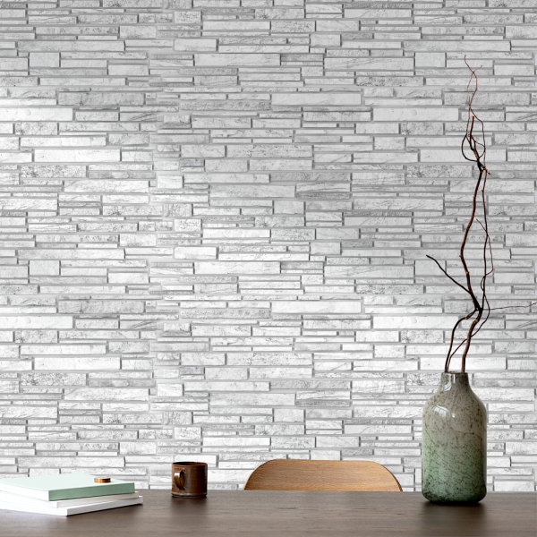 Панель ПВХ 0,4 камень Пластушка черно-белая  Панель ПВХ 0,4 камень Пластушка черно-белая