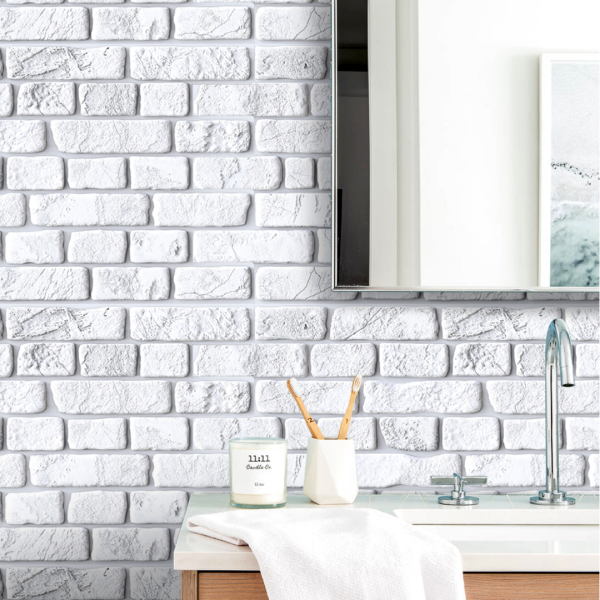 Панель ПВХ 0,4 кирпич Ретро белый  Панель ПВХ 0,4 кирпич Ретро белый