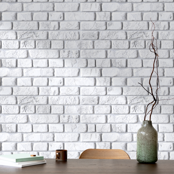 Панель ПВХ 0,4 кирпич Ретро белый  Панель ПВХ 0,4 кирпич Ретро белый