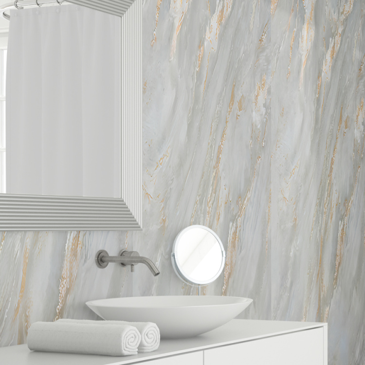 Панель PVC глянец Мелони Wall Парма серебро М-046 1200*600*1,5мм (4 шт в упак)