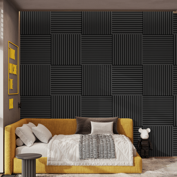 2К Панель Стеновая Акустическая Stella Comfort De Luxe Black Lead 600х600х9 (уп.1шт.)