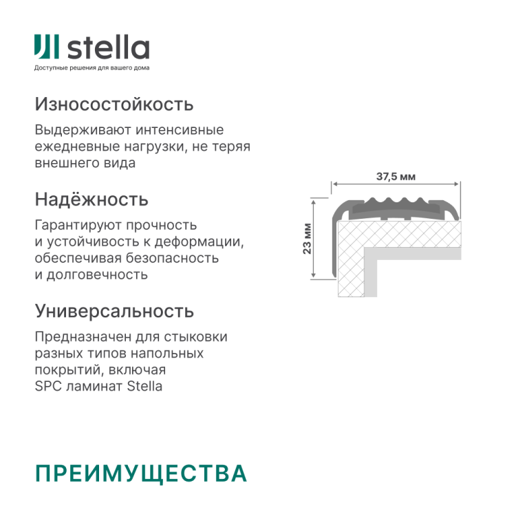 Порог алюминиевый STELLA АЛ 259 0,9 Серебро (упак. 10 шт.)