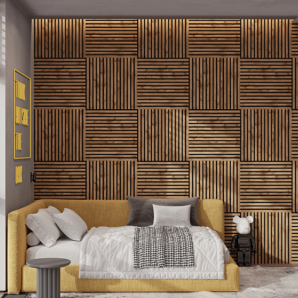 Панель Стеновая Акустическая Stella Comfort Light Пекан 600х600х9 (уп.1шт.)