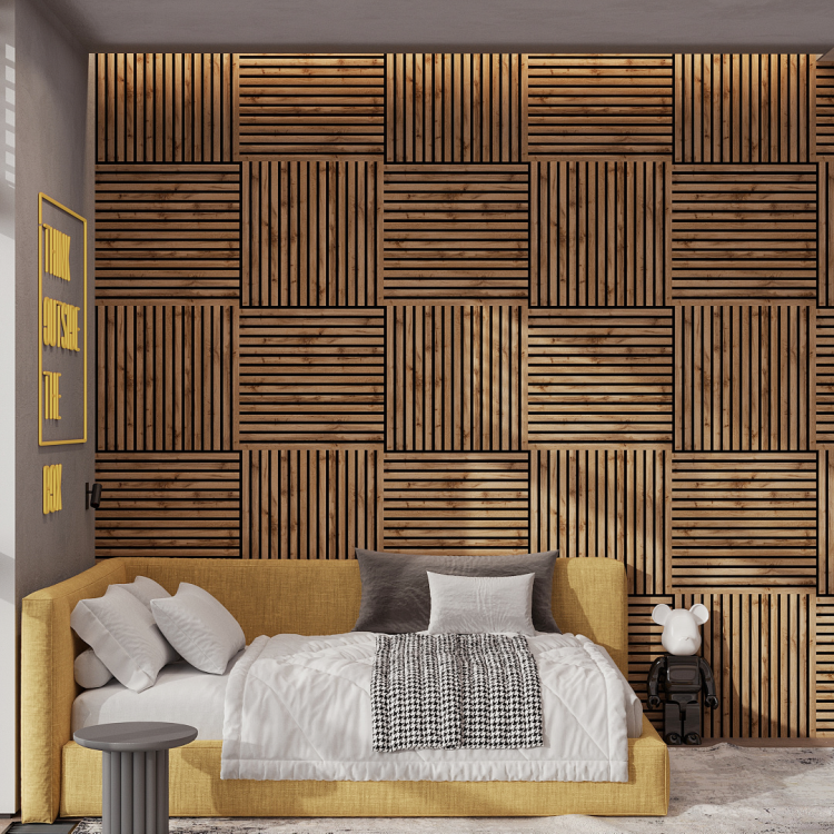 Панель Стеновая Акустическая Stella Comfort Light Пекан 600х600х9 (уп.1шт.)