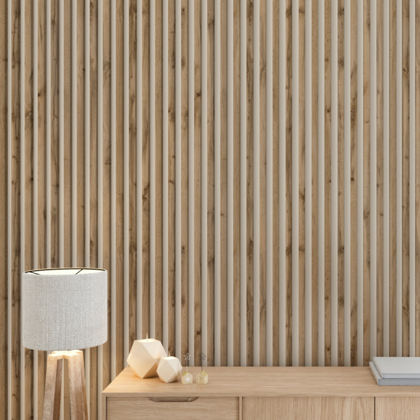 2К Рейка Интерьерная МДФ Stella Модель 12 Light Пекан 2800х27х12 (упак.15шт.)