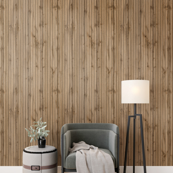 2К Панель Стеновая Реечная МДФ Stella Beats Light Пекан 2700x119x16 (4шт.упак.)