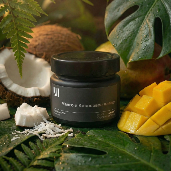 Ароматическая свеча Stella aroma Fred Black Premium №6 Манго и Кокосовое молоко 100 мл (упак.3шт.)