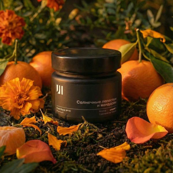 Ароматическая свеча Stella aroma Fred Black Premium №10 Солнечные лепестки и мандарин 100 мл (упак.3шт.)