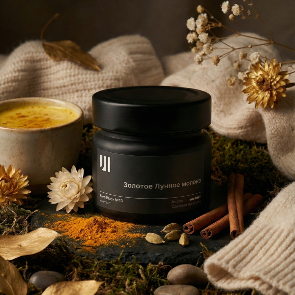 Ароматическая свеча Stella aroma Fred Black Premium №13 Золотое Лунное молоко 100 мл (упак.3шт.)