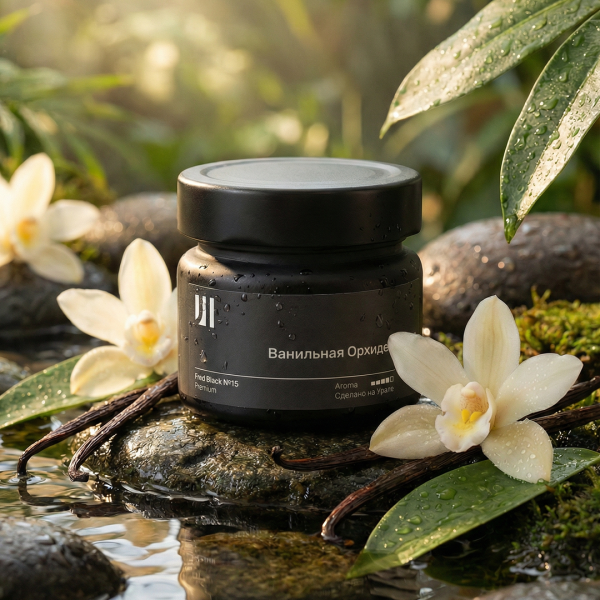 Ароматическая свеча Stella aroma Fred Black Premium №15 Ванильная Орхидея 100 мл (упак.3шт.)