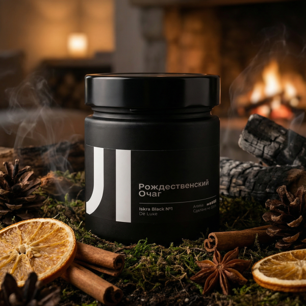 Ароматическая свеча Stella aroma Iskra Black De Luxe №1 Рождественский Очаг 200 мл (1шт)