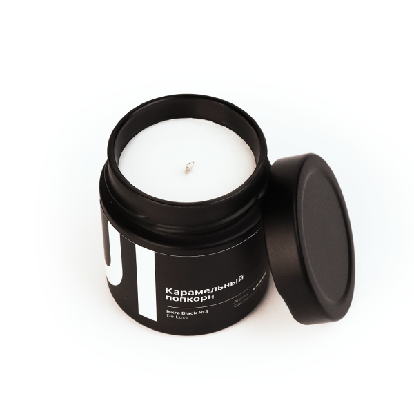 Ароматическая свеча Stella aroma Iskra Black De Luxe №3 Карамельный попкорн 200 мл (1шт)