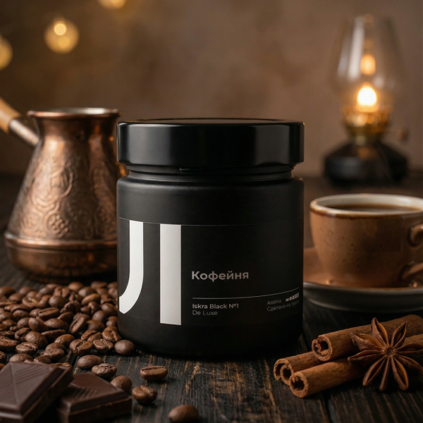 Ароматическая свеча Stella aroma Iskra Black De Luxe №11 Кофейня 200 мл (1шт)