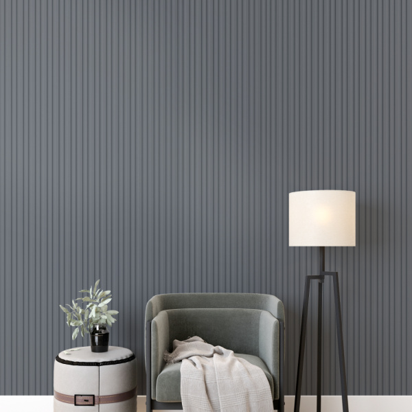 Панель Стеновая Реечная МДФ Stella Ритм, Делюкс, Антрацит, 2700x119x12, (4шт.упак.)