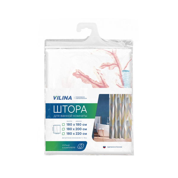 Шторы п/э для ванной 180х180 см с рисунком в ассортименте (40)