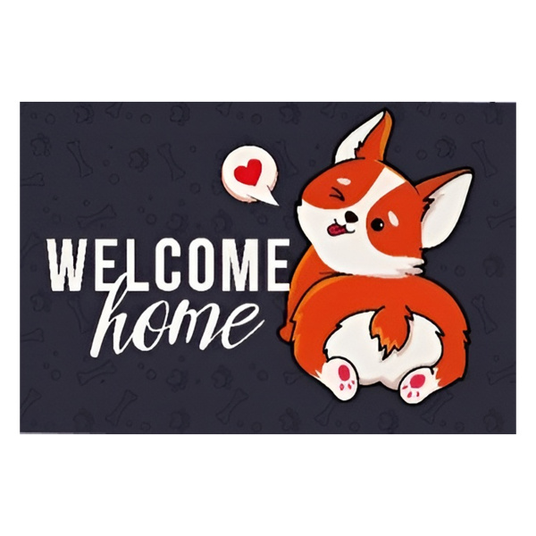 Коврик на ПВХ основе 60х90см "Welcome с корги"