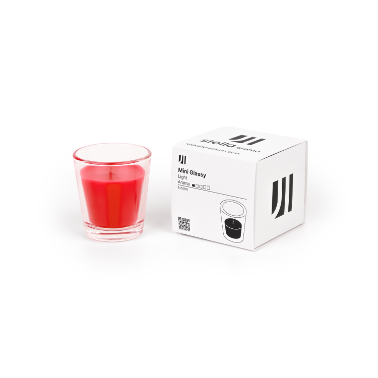 Ароматическая свеча Stella aroma Mini Glassy Light Red №8 День в СПА 50 мл (упак.3шт.)