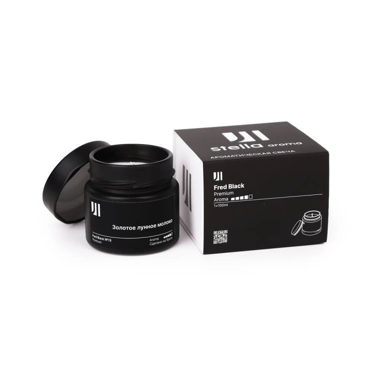 Ароматическая свеча Stella aroma Fred Black Premium №13 Золотое Лунное молоко 100 мл (упак.1шт.)