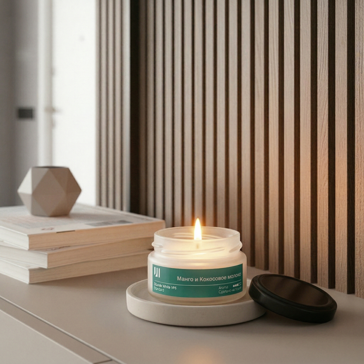 Ароматическая свеча Stella aroma Stunde White Standard №6 Манго и Кокосовое молоко 50 мл (упак.3шт.)