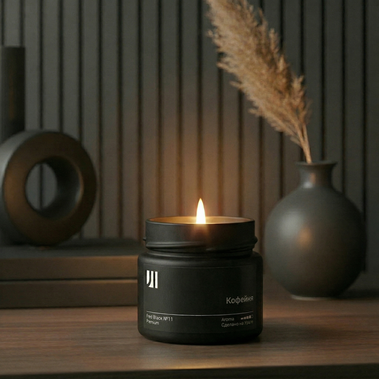 Ароматическая свеча Stella aroma Fred Black Premium №11 Кофейня 100 мл (упак.1шт.)
