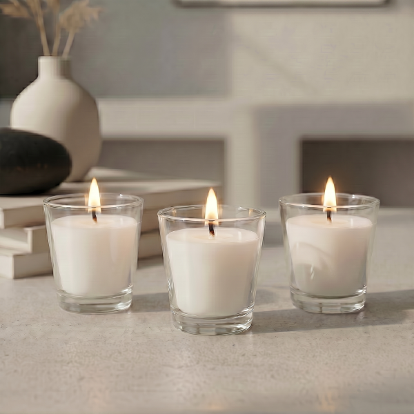 Ароматические свечи Stella Mini Glassy Набор Light 3.8.14 Base 3х50мл №3 Карамельный попкорн,№8 День в СПА,№14 Тепый Круассан