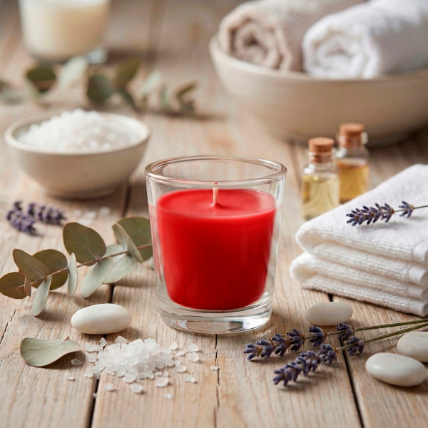 Ароматические свечи Stella Mini Glassy Набор Light 3.8.14 Red 3х50мл №3 Карамельный попкорн,№8 День в СПА,№14 Тепый Круассан