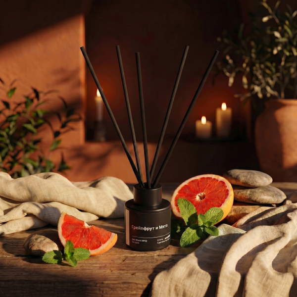 Диффузор Stella Isan Black De Luxe №12, Грейпфрут и Мята, 50 мл (упак.1шт.)
