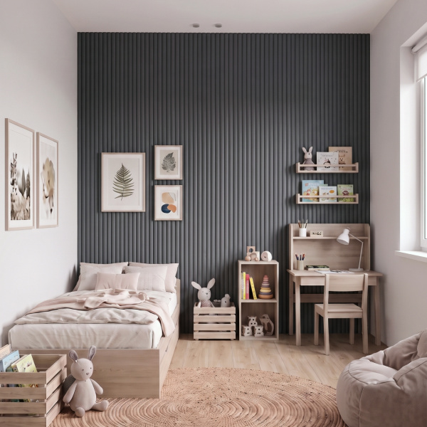 Панель Стеновая Реечная МДФ Stella Wave De Luxe Black Lead 2700x119x16 (4шт.упак.)