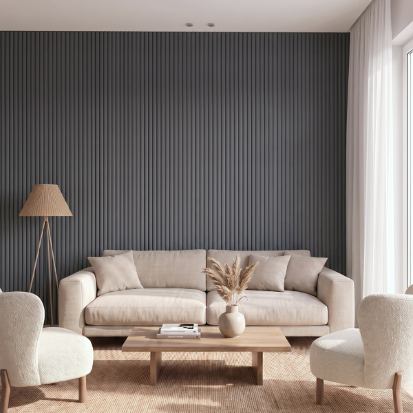 Панель Стеновая Реечная МДФ Stella Wave De Luxe Black Lead 2700x119x16 (4шт.упак.)