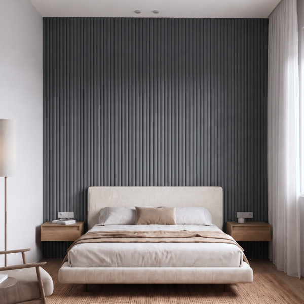 Панель Стеновая Реечная МДФ Stella Wave De Luxe Black Lead 2700x119x16 (4шт.упак.)